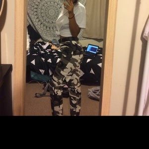 Black and white cargo pants